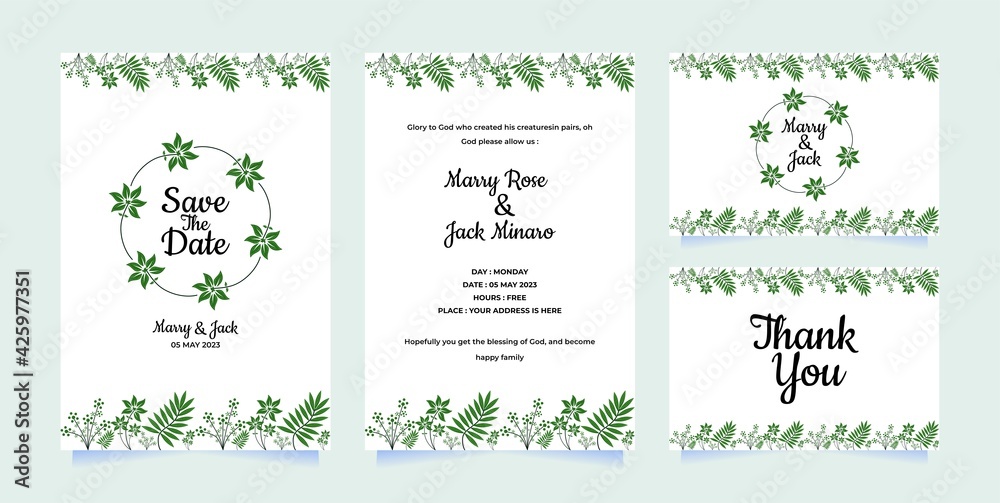 vector graphic illustration of wedding invitation card save the date