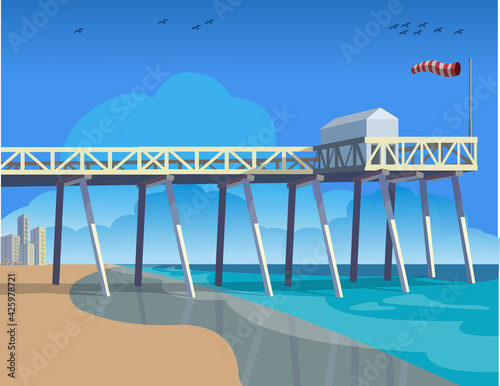 Sea Bridge near a beach