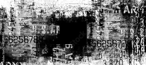 Abstract grunge lettering background. Urban cyber punk wide illustration 