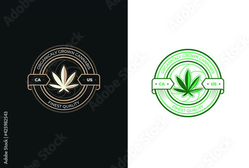 Cannabis badge label. Package template design