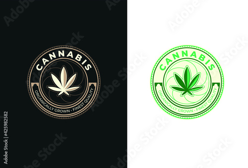Cannabis badge label. Package template design