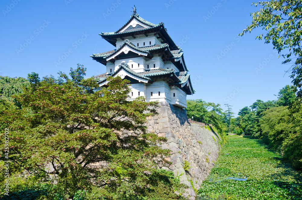 Hirosaki castle in Aomori prefecture, Tohoku, Japan. Hirosaki castle in Aomori prefecture, Tohoku, Japan.