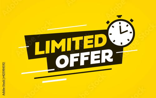 Limited offer. Sale banner. Offer sign with yellow background. Vector illustration