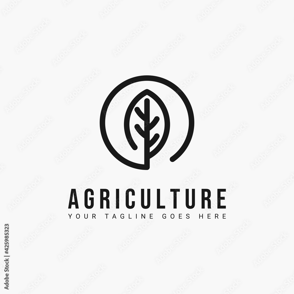 Obraz premium Farm line art minimalist logo vector sign illustration design. simple farm logo