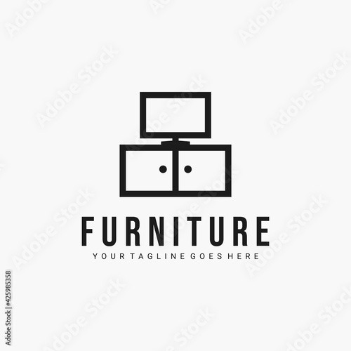Line art furniture minimalist logo vector illustration design