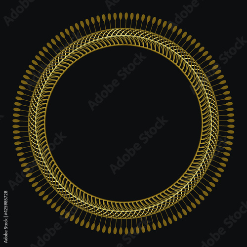 Luxury frame gold color on black background. Design template elegant wedding invitation card; invitation; workpiece for your design. Vector.	