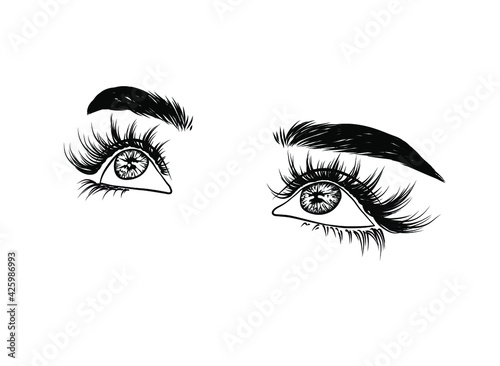 E-girl eye look. Detailed vector illustration isolated on white background