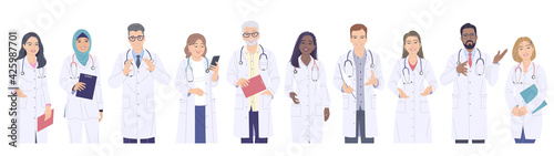 Diverse People, Medical Workers Male and Female Characters.
