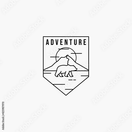 Bear adventure logo vector illustration design