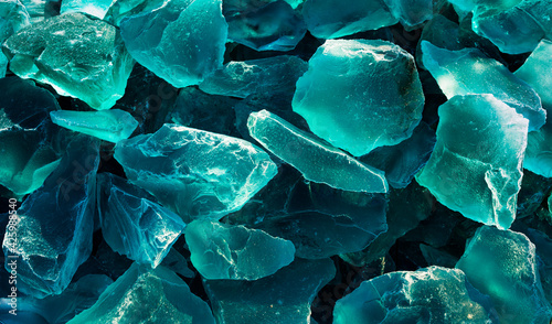 Blue volcanic glass. Large cobblestones. Close-up, texture. photo