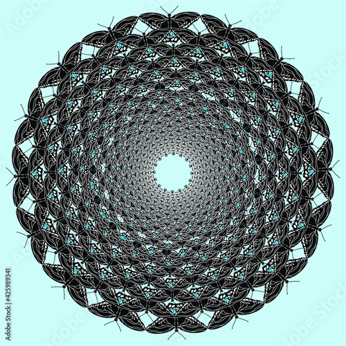 Vector color monochrome mandala.