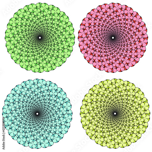 Vector collection of color monochrome mandalas.