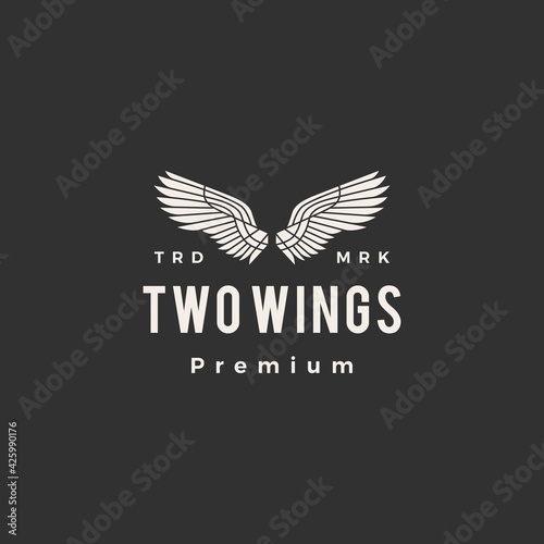 two wings hipster vintage logo vector icon illustration