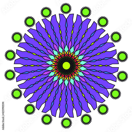 Vector color monochrome mandala.