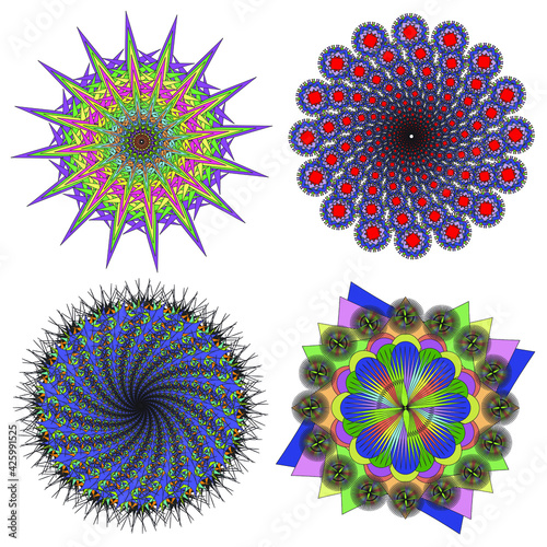Vector collection of color monochrome mandalas.