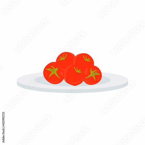 Red tomatoes with green lea...
