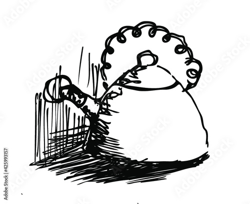 Vector ink sketch of stainless steel kettle pot to make hot water for tea