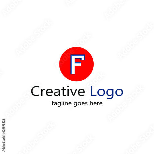 letter F logo in the middle of the red circle