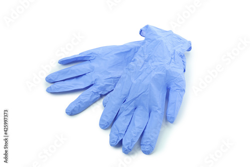 Blue medical gloves isolated on white background
