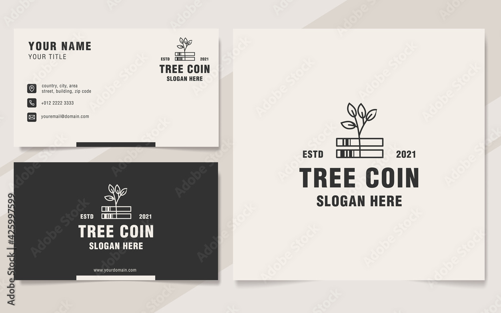 Tree coin logo template monogram style