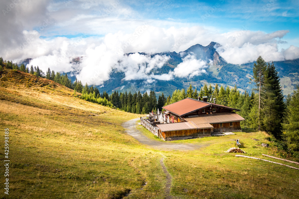 Naklejka premium mountains in the alps, gastein valley, fulseck, austria, dorfgastein, hiking, outdoors