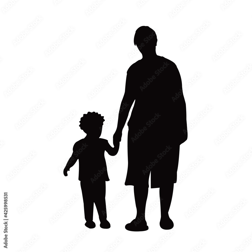 mother and  baby , silhouette vector