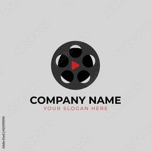 abstract cinema logo silhouette vector template design isolated on white background. film media Logo