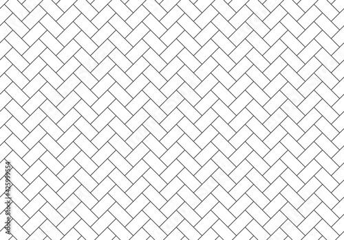 Herringbone parquet seamless pattern. Monochrome background with repeating tiles.
