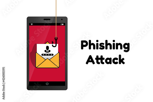 Data Phishing Hacking Scam Concept - Technology Vector Illustration - Isolated On White Background