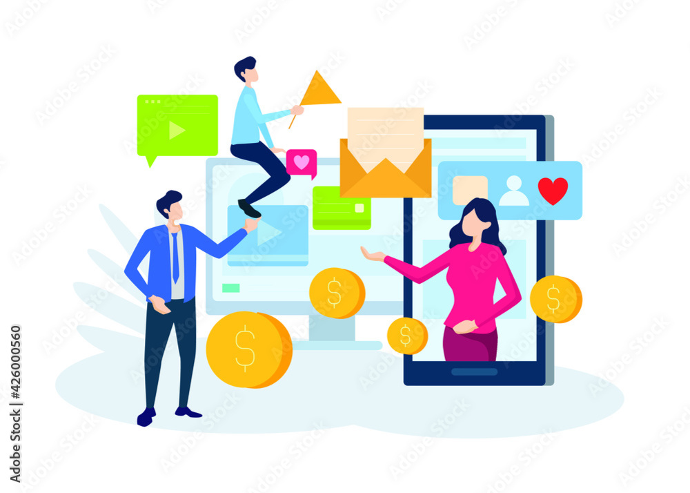 Digital Marketing - Illustration. Editable Stroke. Vector Graphic Digital Marketing - Illustration. Editable Stroke. Vector Graphic