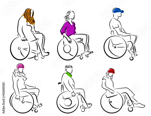 Rollstuhlfahrer Wheelchair Konturen Vektor Grafik