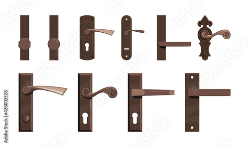 Door knobs icons set in flat style