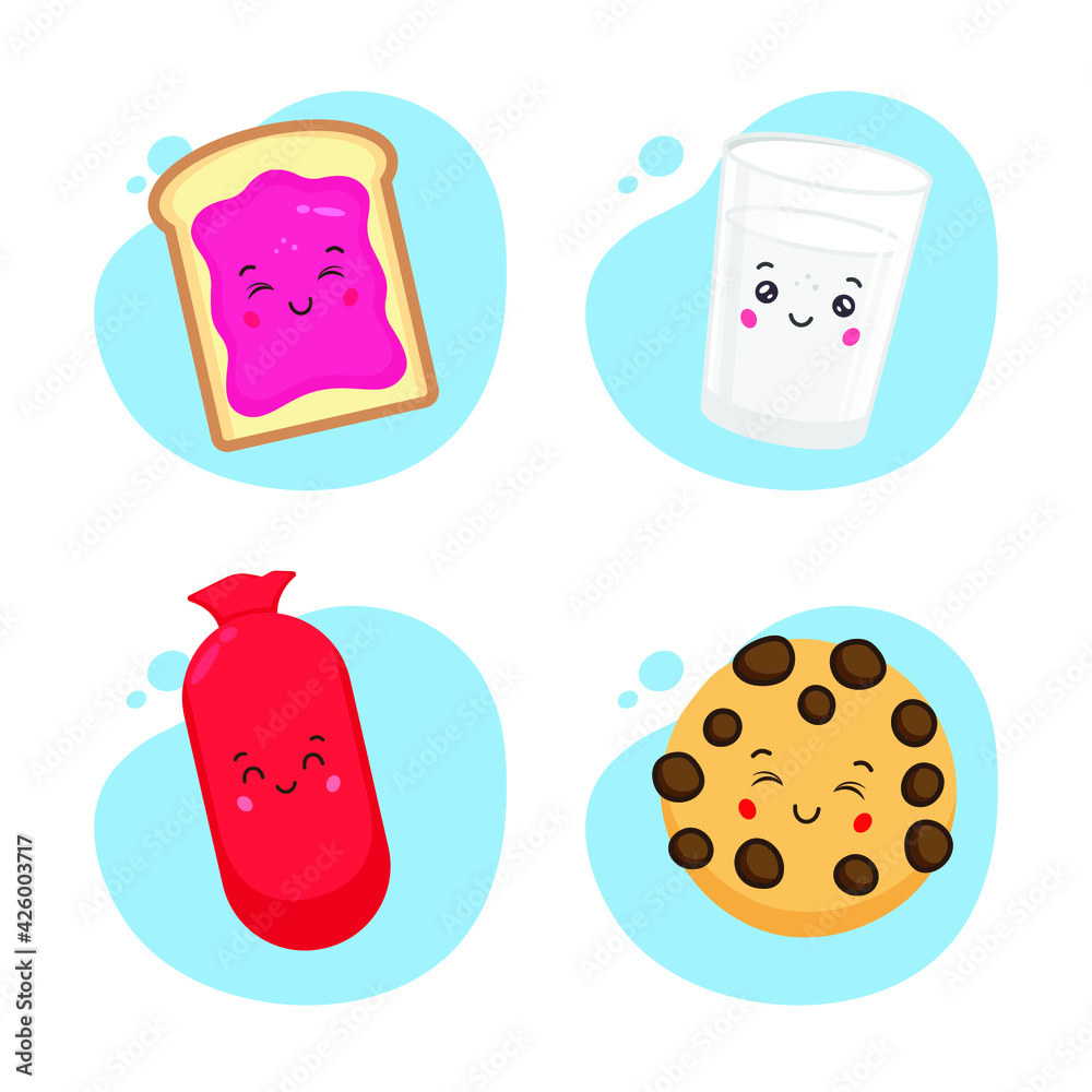 Set of 4 Kawaii Food Breakfast Set of 4 Kawaii Food Breakfast