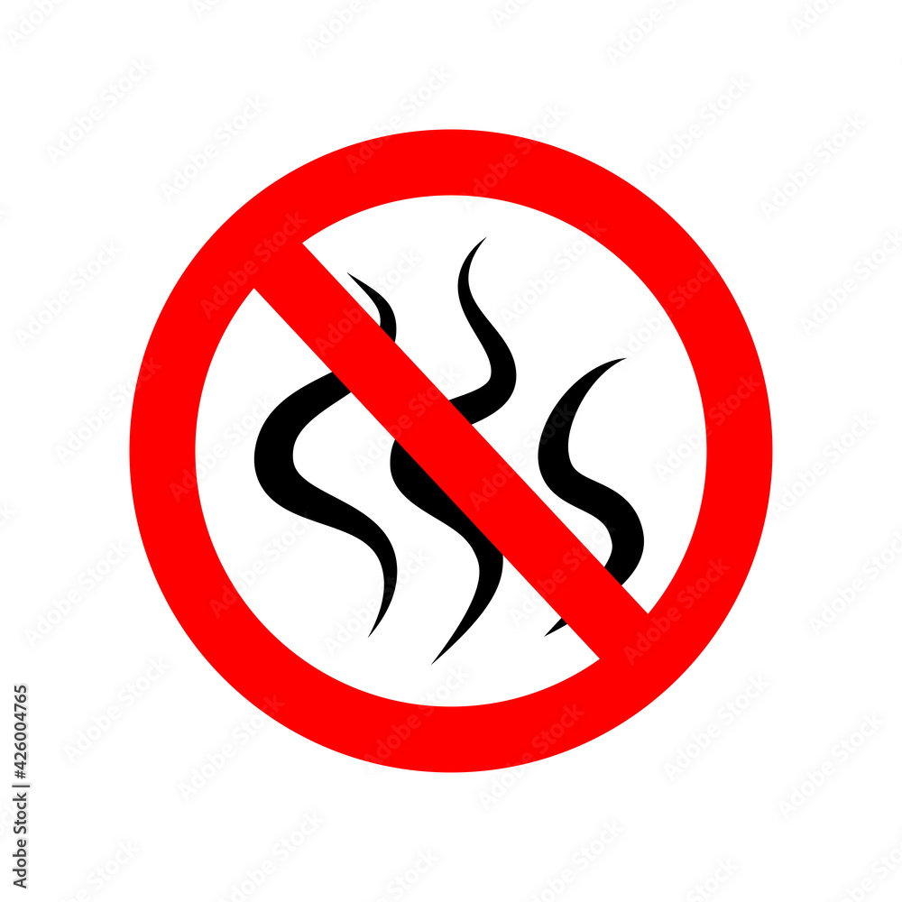 Strong flavors are forbidden symbol vector icon. No bad smells icon illustration. Strong flavors are forbidden symbol vector icon. No bad smells icon illustration.