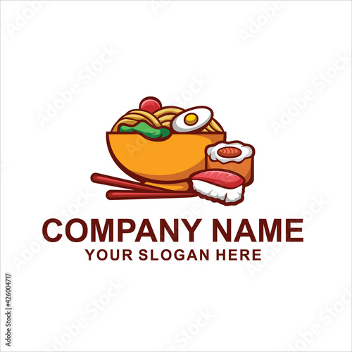 noodle sushi logo vector