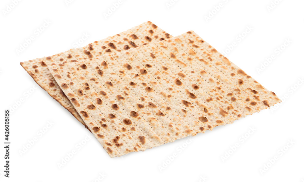 Passover matzos isolated on white. Pesach celebration Passover matzos isolated on white. Pesach celebration