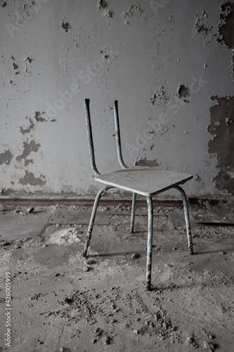 old chair in Pripyat, near Chernobyl