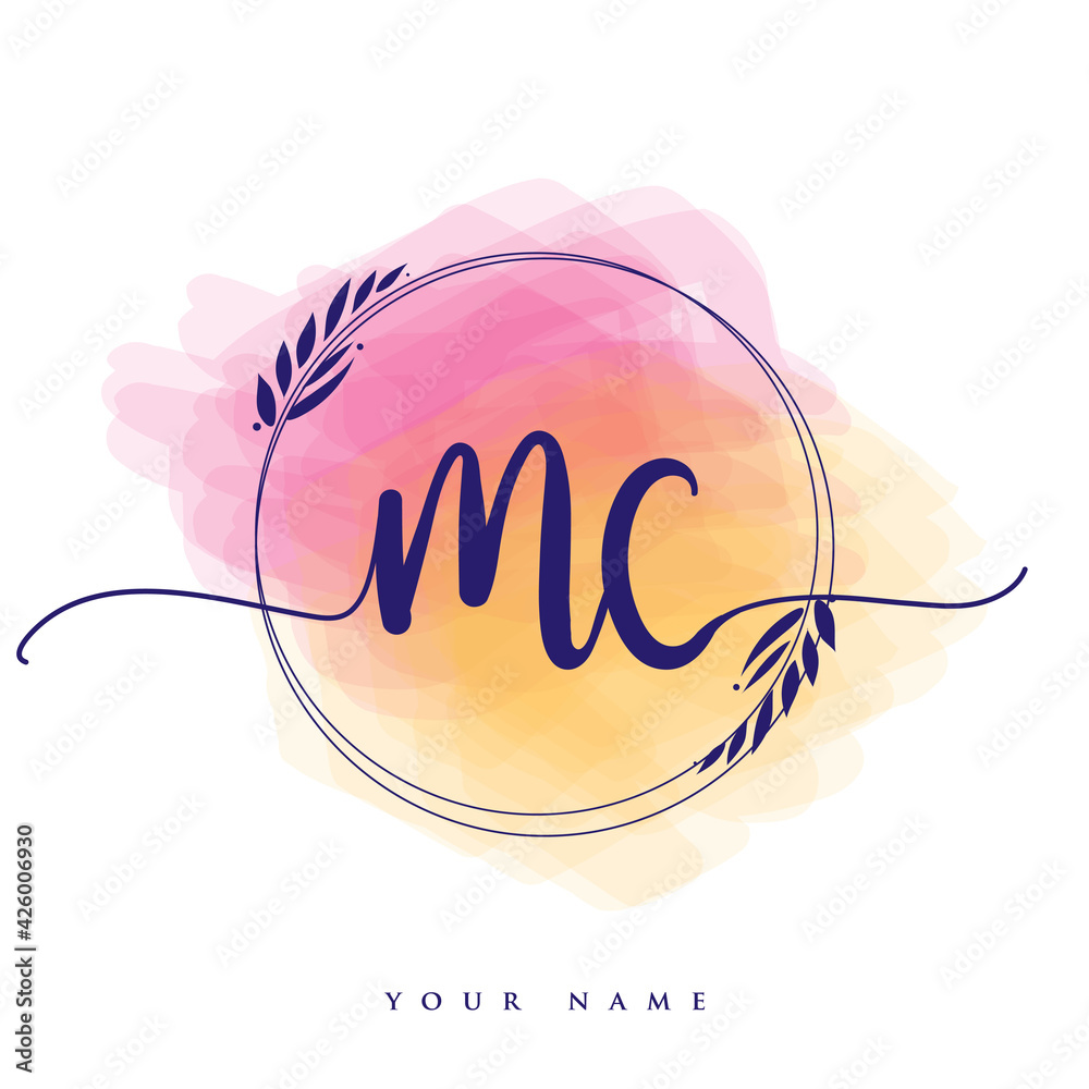 MC Initial handwriting logo. Hand lettering Initials logo branding ...