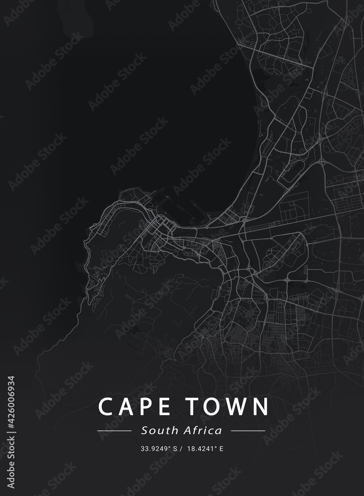Obraz premium Map of Cape Town, South Africa