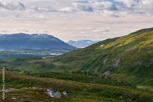 Scenic view of sky and mountains in Norway
