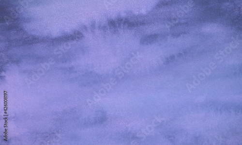 Handmade. Watercolor texture background. Blue paint stain. Paintbrush abstract on paper.