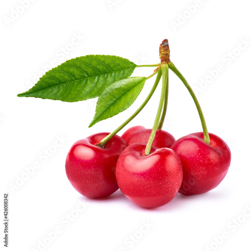 sweet cherry fruits isolated on white background