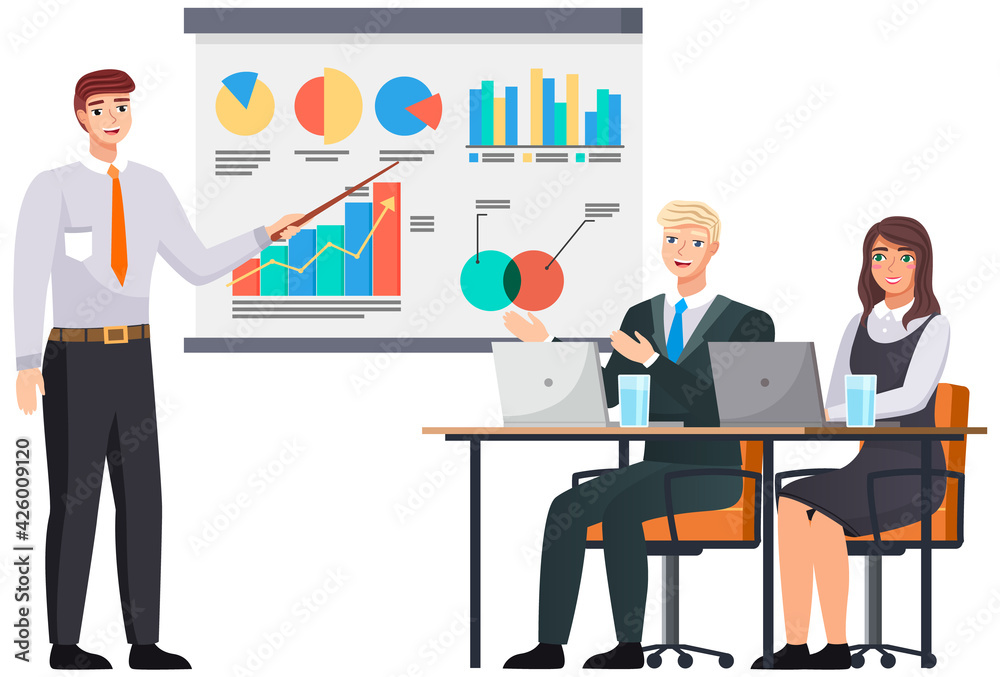 Successful business project presentation, company strategy planning, statistics indicators analysis Successful business project presentation, company strategy planning, statistics indicators analysis