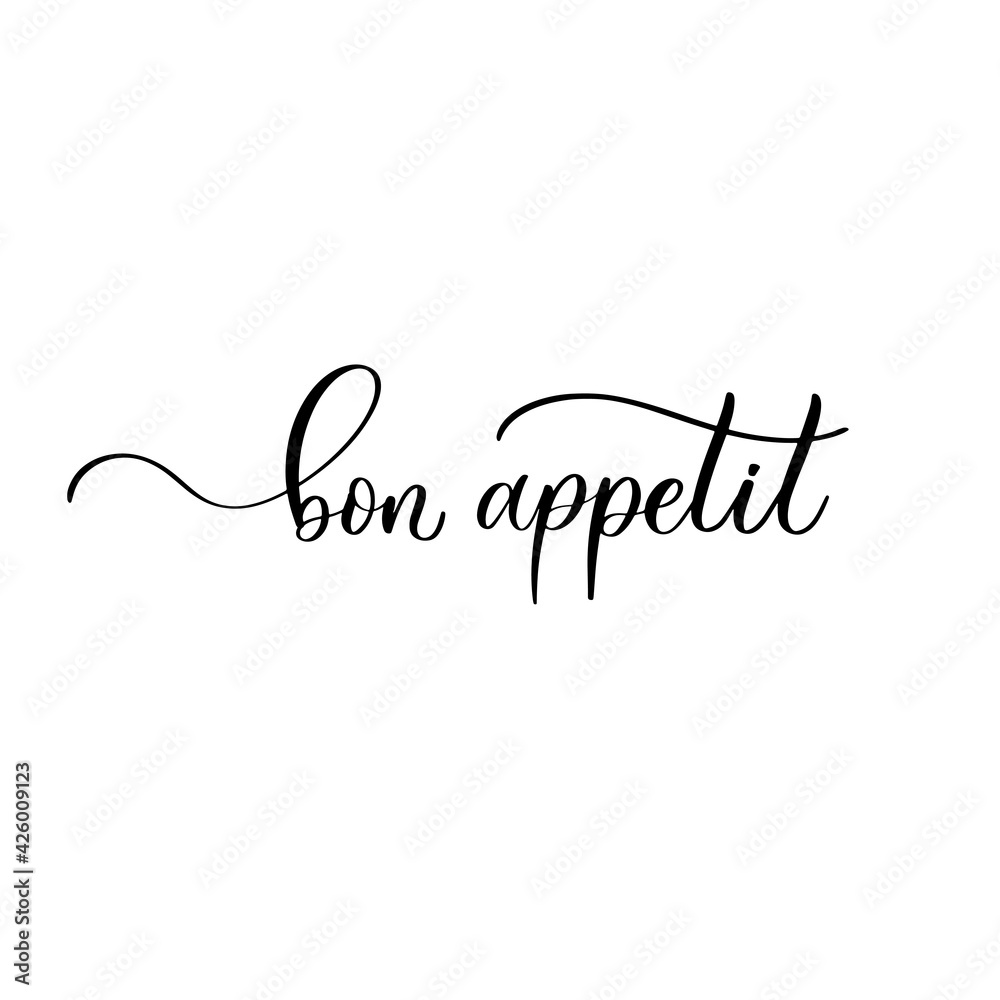 Bon Appetit - a calligraphic inscription in smooth lines.