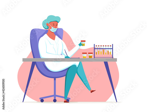 Urine Test Medical laboratory diagnosis research vector illustration