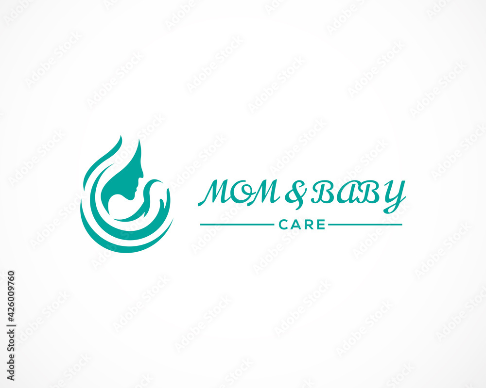 Obraz premium mom and baby logo baby care design vector