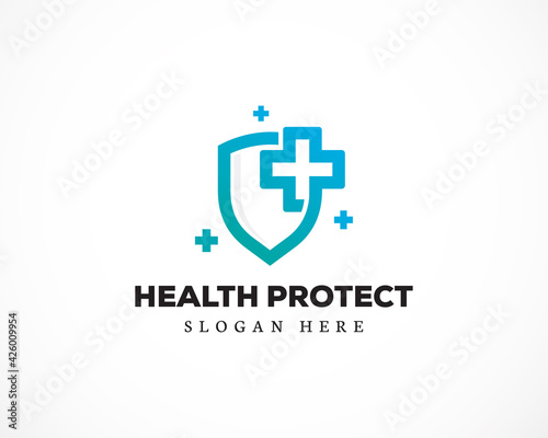 health protect logo line creative design illustration vector simple symbol © BARKAH 06