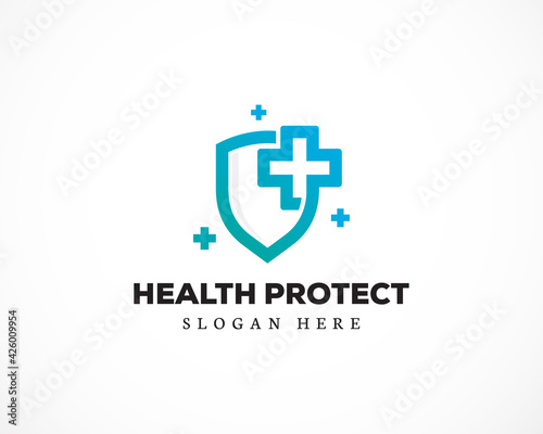 health protect logo line creative design illustration vector simple symbol