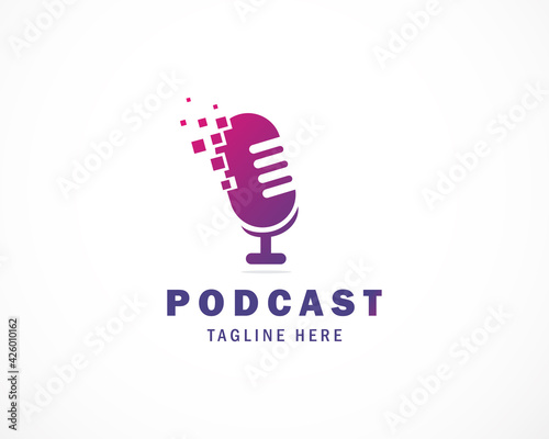 podcast tech logo creative podcast vector