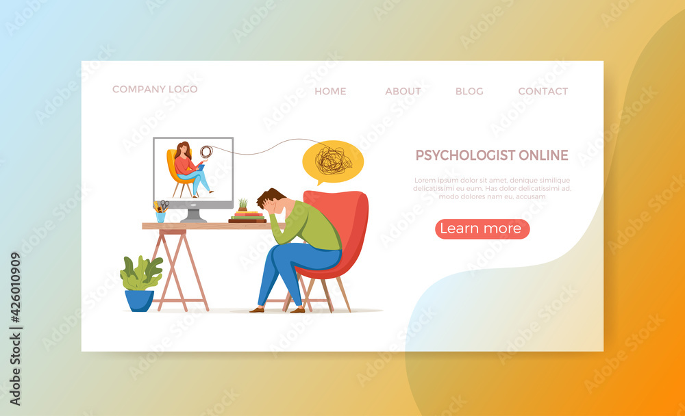 Psychology therapy online counseling vector concept. Cartoon illustration of psychotherapy practice